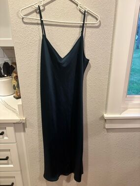 Wilfred Deep Green/Blue Color Satin Slip Dress